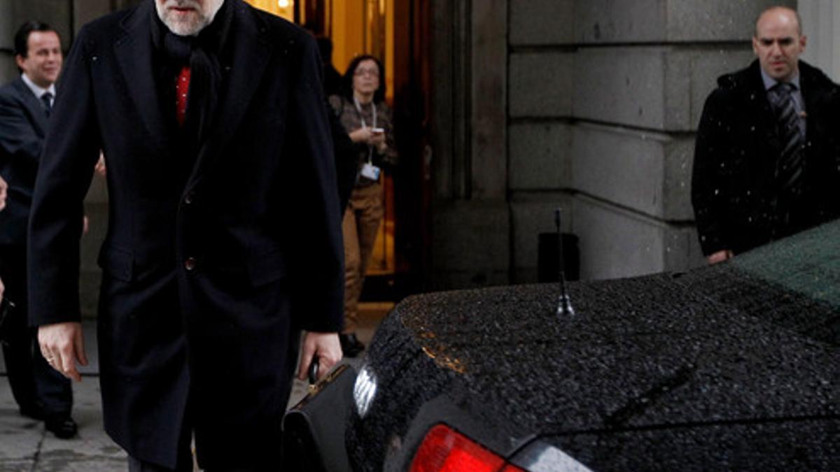 El presidente del Gobierno, Mariano Rajoy, el pasado día 27, a la salida del Congreso.