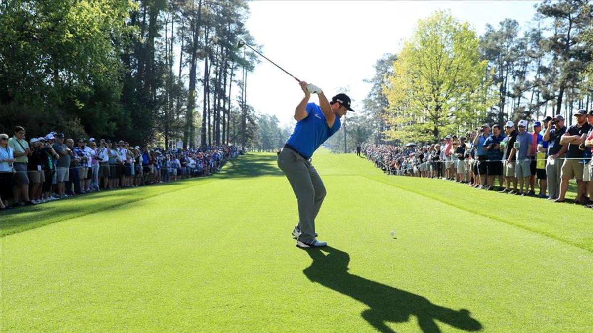 Rahm durante una ronda de práctica en Augusta