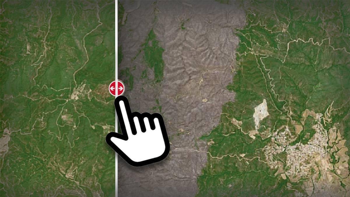 Antes y despues del incendio de las Gavarres