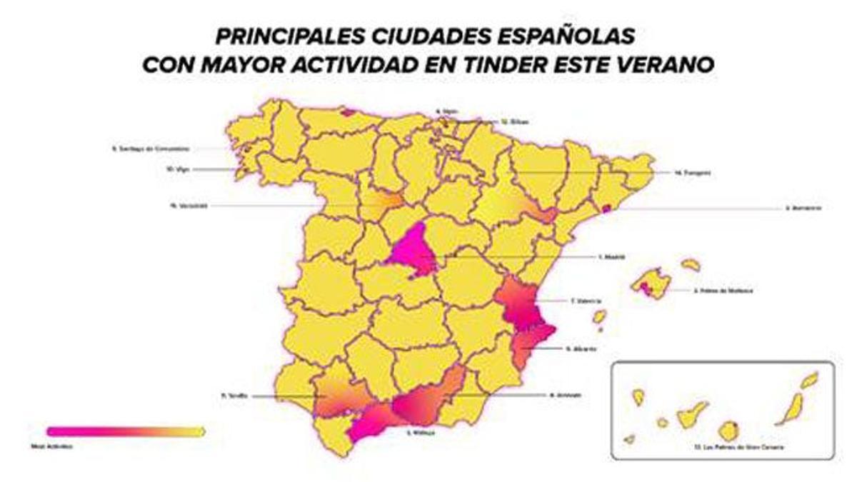 Mapa de Tinder en España