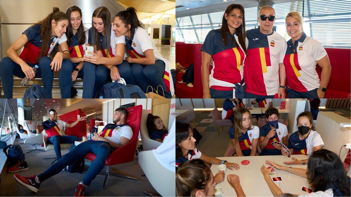 El equipo olímpico español, antes de su salida hacia Tokio.