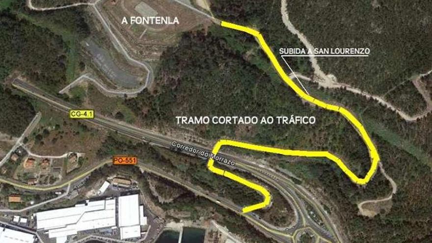 Plano del tramo cortado al tráfico que hizo la Policía Local.