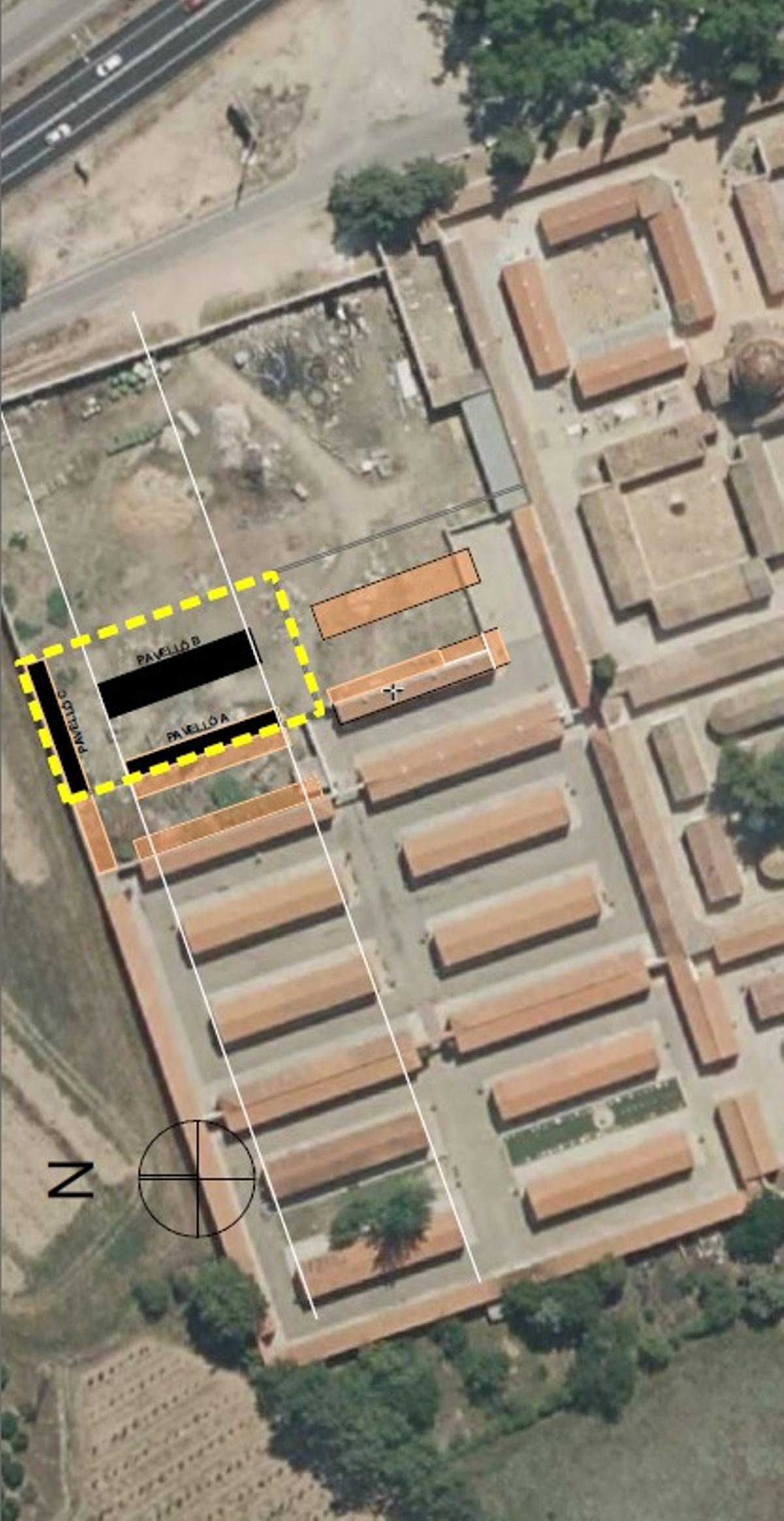 Emplazamiento en el cementerio de Xàtiva donde se construirán los nuevos nichos.