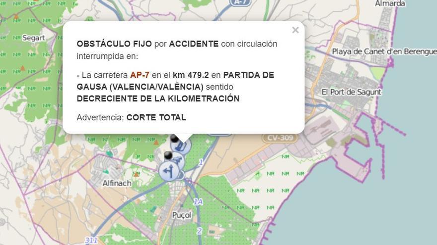 Mapa que muestra la localización exacta del accidente.
