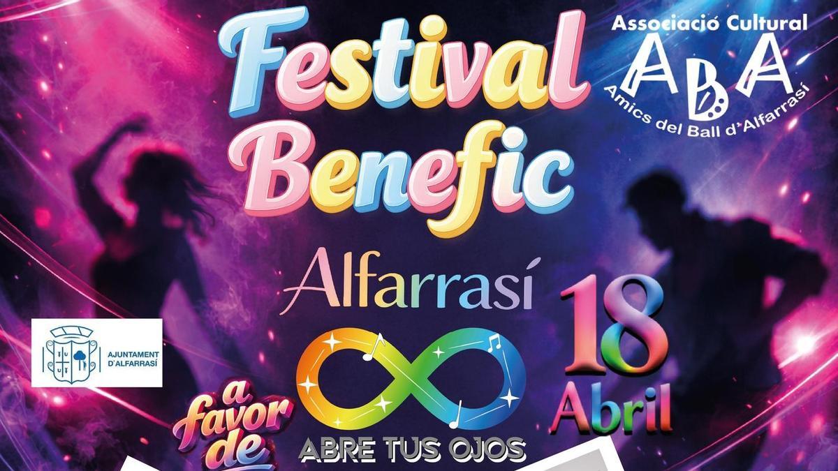 Cartel del festival benéfico por el autismo en Alfarrasí.