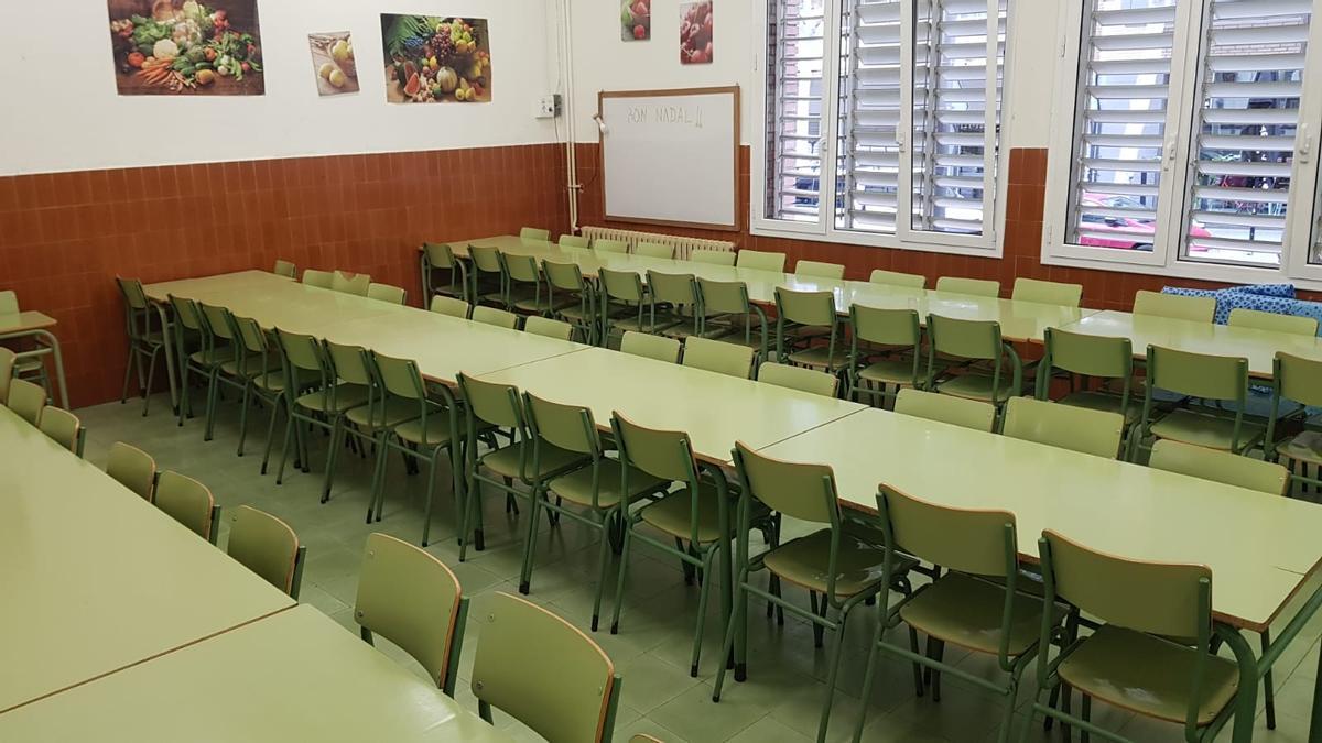 Comedor de la escuela Emili Juncadella, en el barrio de Navas, en Barcelona.