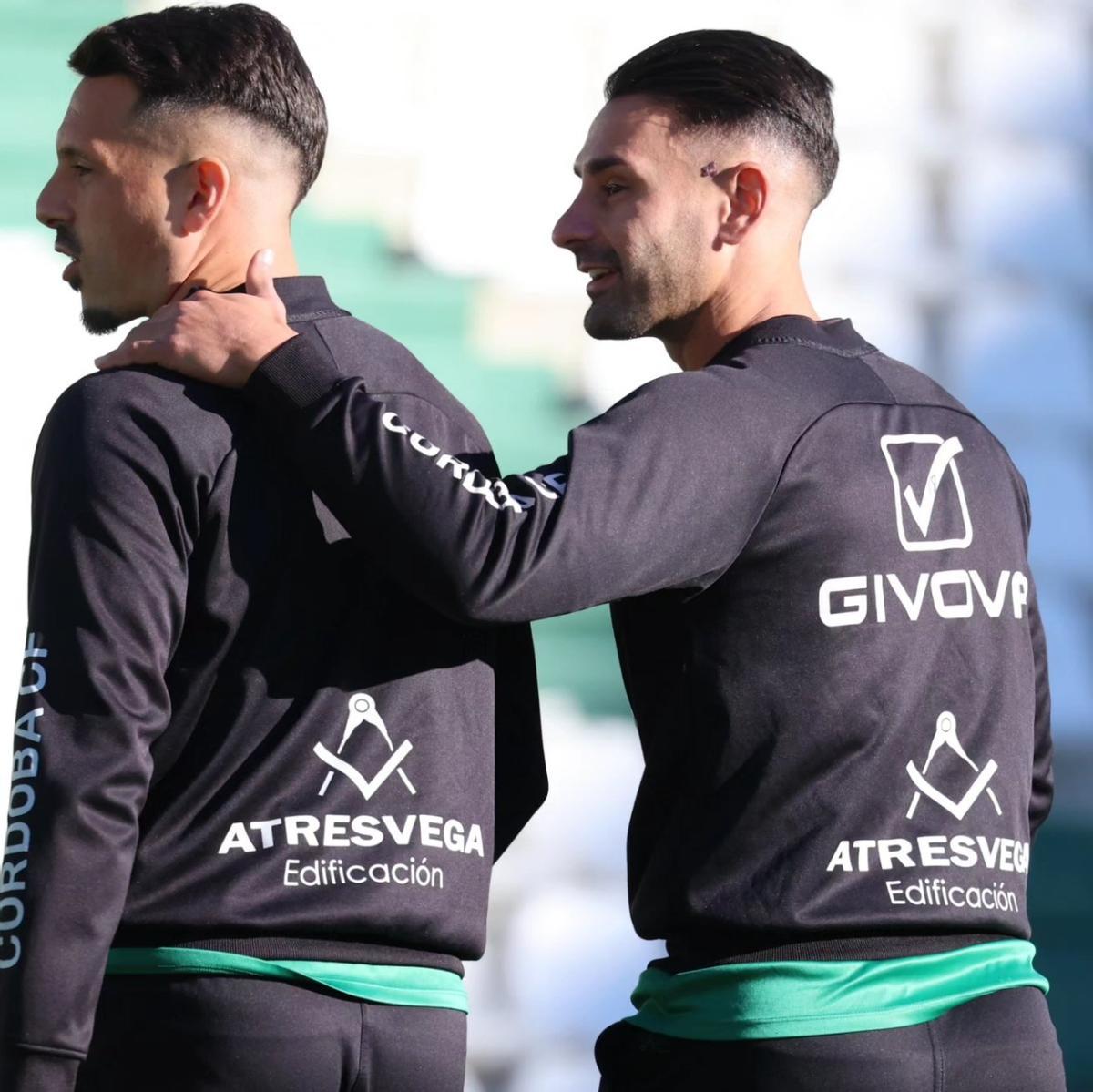 Iván Rodríguez y Kike Márquez, en el último entrenamiento en El Arcángel.