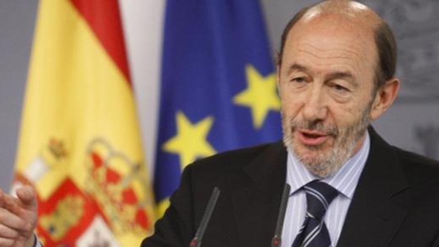 Alfredo Pérez Rubalcaba, durante la rueda de prensa.