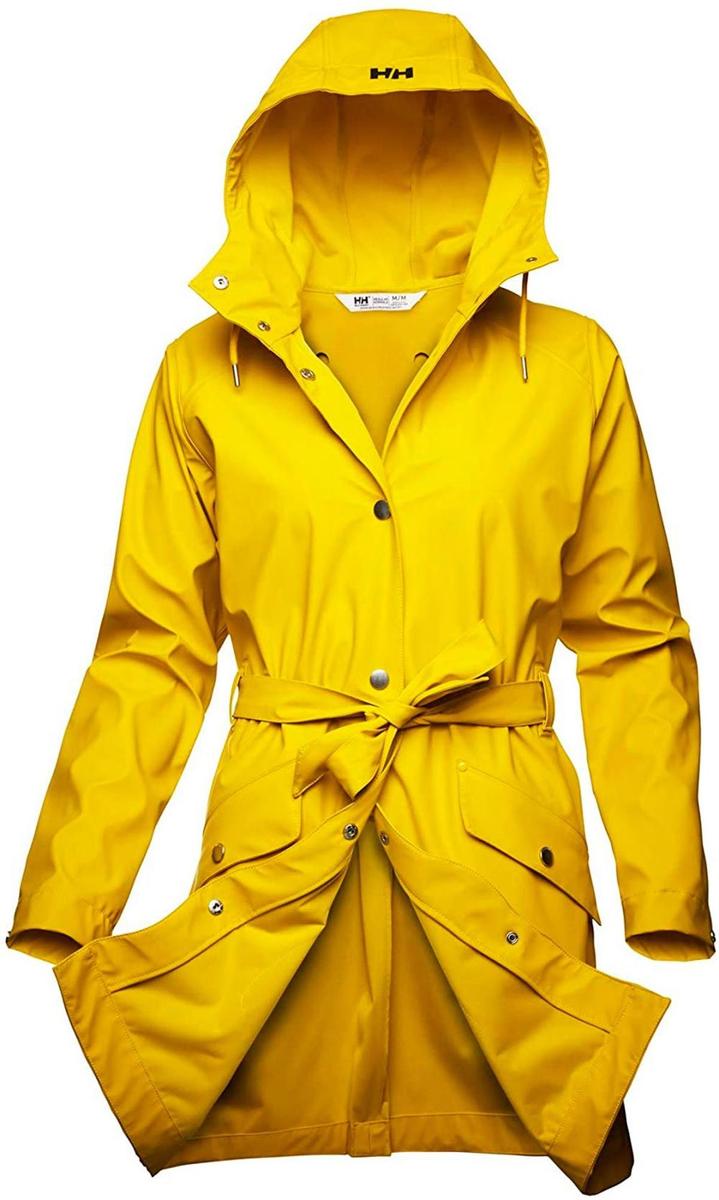 Abrigo impermeable amarillo de Helly Hansen a la venta en Amazon. (Precio: 60,49 euros a 239,37 euros)