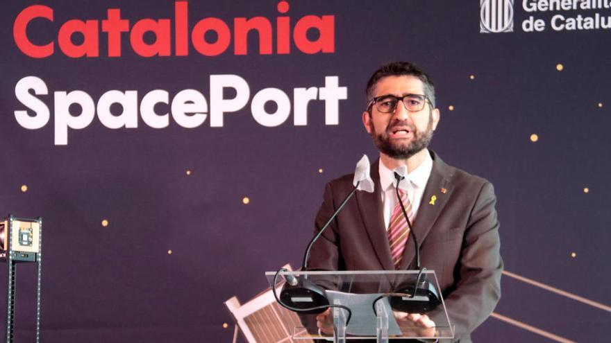 El conseller de Polítiques Digitals i Administració Pública, Jordi Puigneró, presentant el Catalonia SpacePort a l&#039;Aeroport de Lleida-Alguaire, el 18 de desembre del 2020