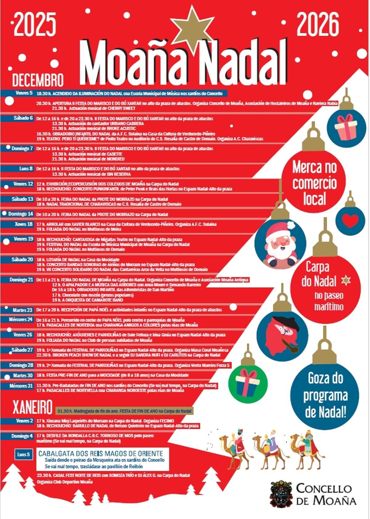 Cartel de la programación de Nadal en Moaña.