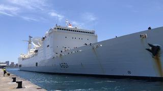 El Puerto de Santa Cruz recibe la visita del buque ‘Monge’, usado para hacer seguimiento de misiles