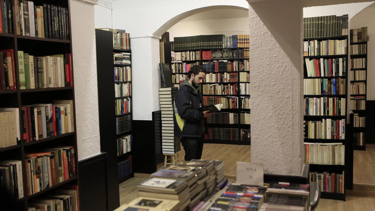 Interior de una librería de Barcelona.