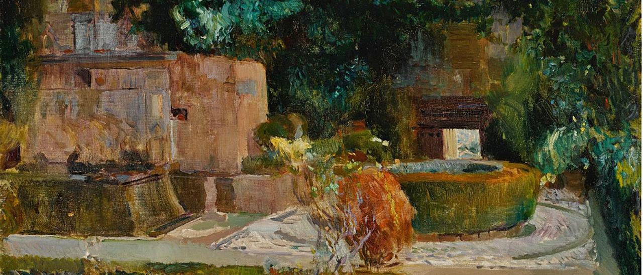 El ‘Jardín de los Adarves
de la Alhambra’ pintado
por Sorolla.  Sotheby’s