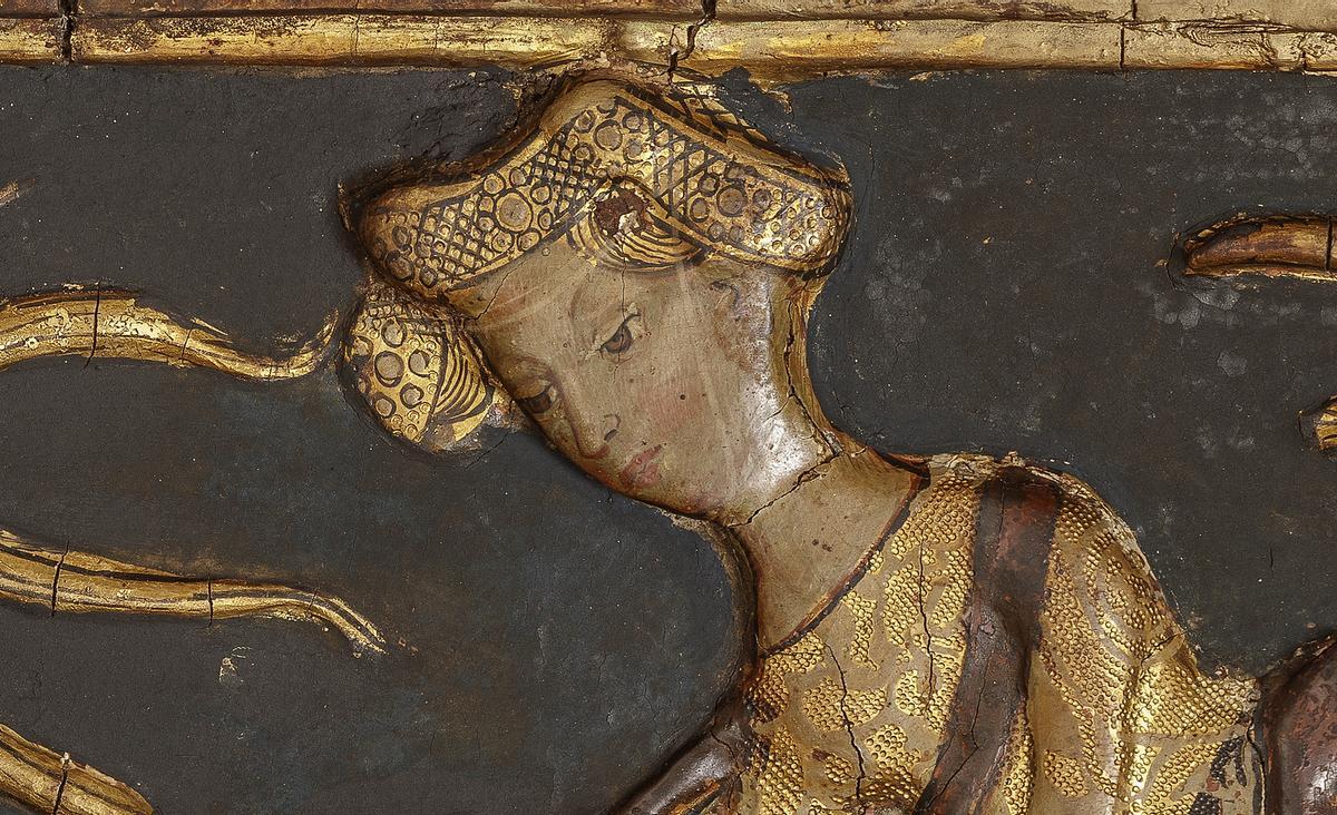 Detalle del artesonado medieval de la Lonja
