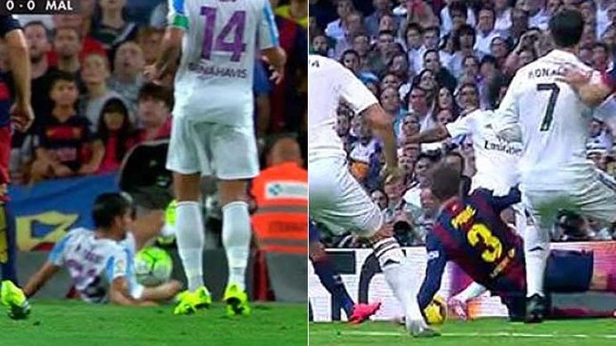 La acción de Piqué en el Bernabéu y la de Torres en el Camp Nou