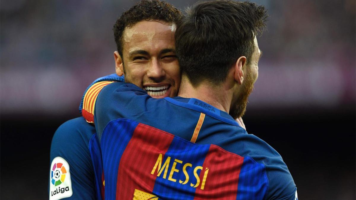 Messi utilizó una foto del Barça - Athletic para felicitar a Neymar
