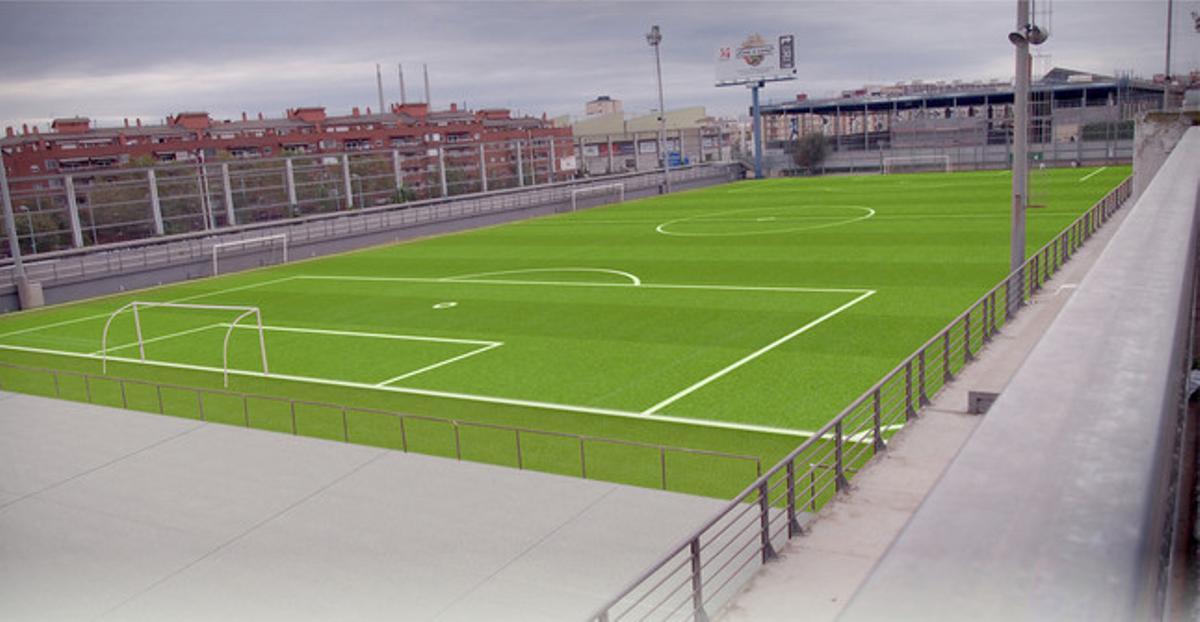 Imatge virtual del futur camp de gespa artificial Pere Gol. Imatge virtual del futur camp de gespa artificial Pere Gol.