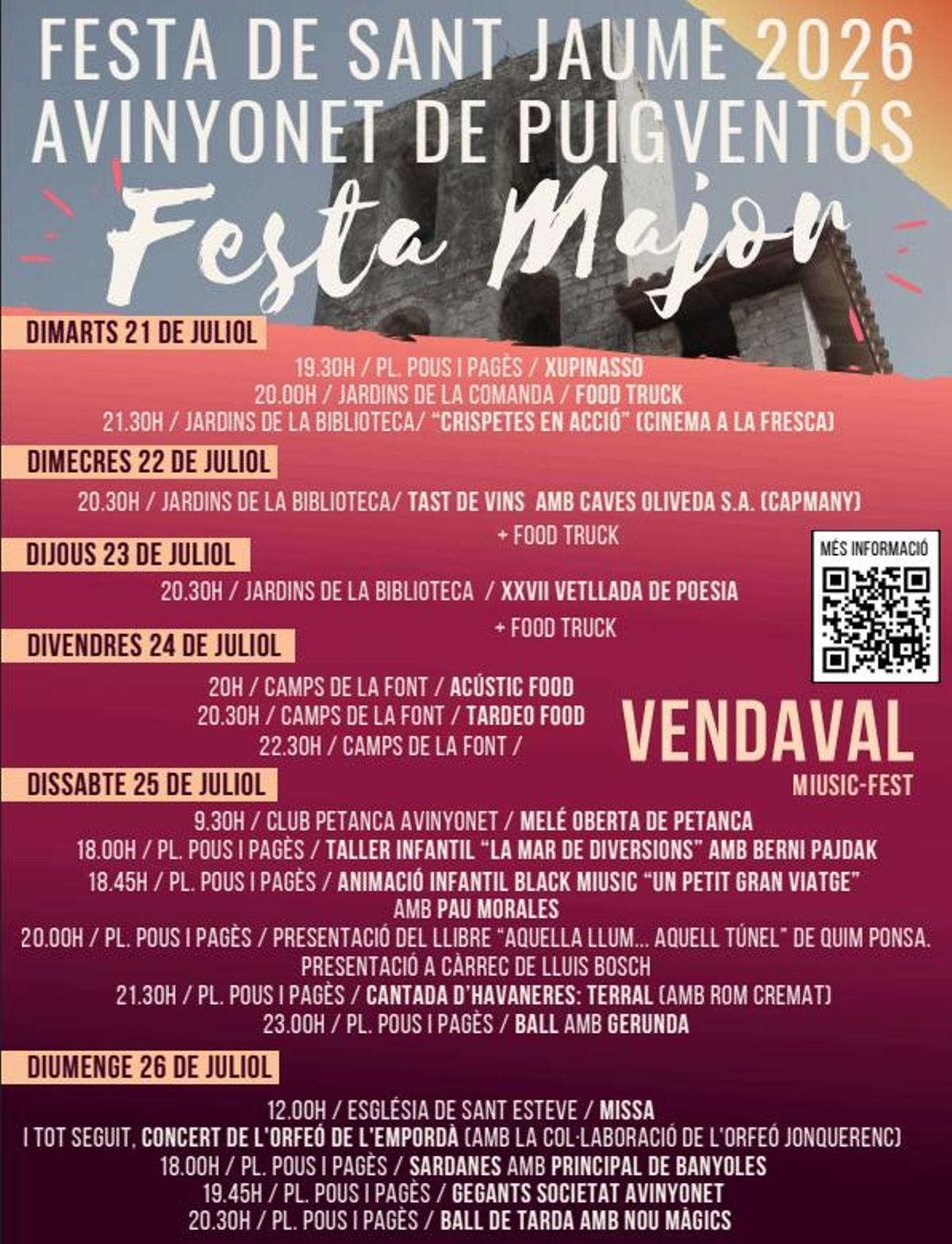 El cartell de la Festa Major d'Avinyonet.