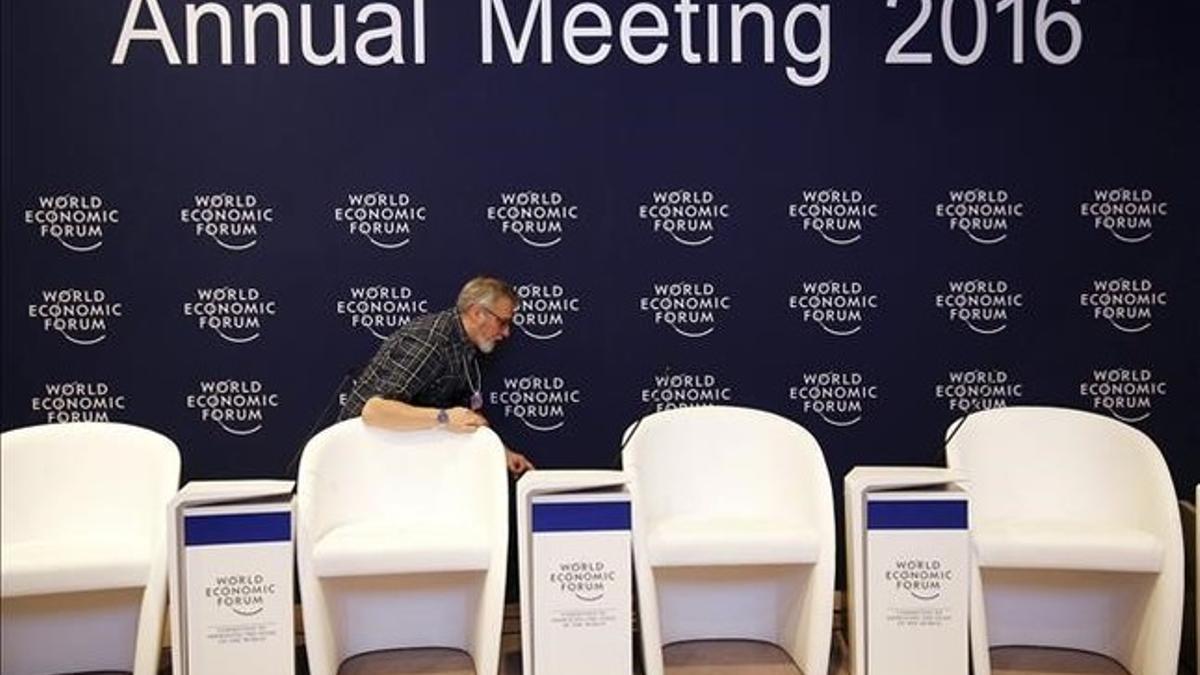 Preparativos del Centro de Congresos de Davos, sede del Forum Económico Mundial