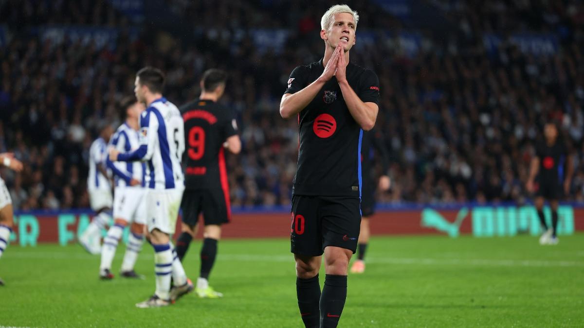 Dani Olmo se lamenta ante la Real Sociedad