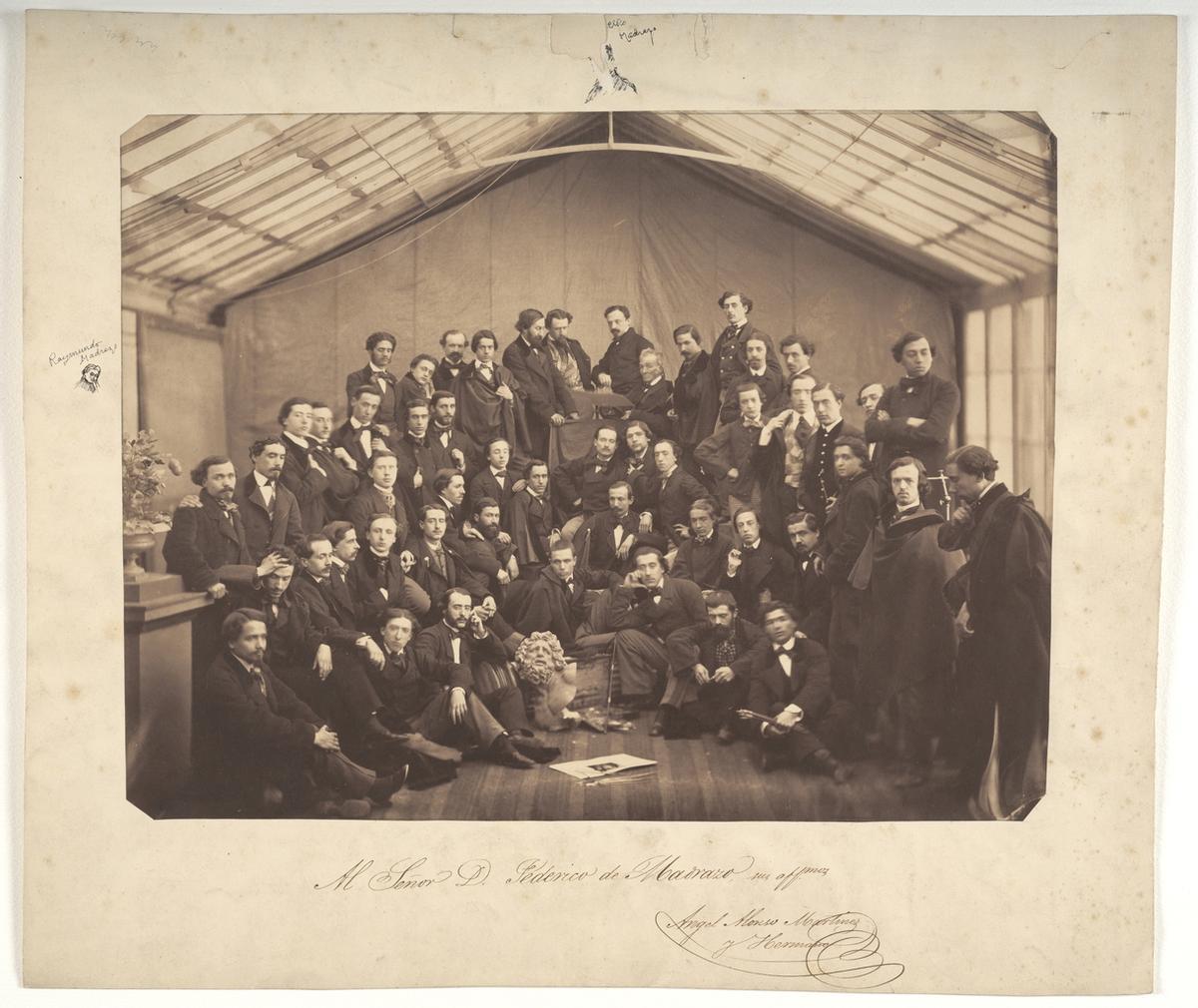 Artistas en el estudio del fotógrafo Estudio de Ángel Alonso Martínez y hermano.