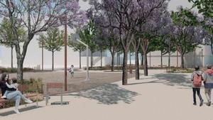 05/04/2026 Render de los jardines Bacardí, en el distrito de Les Corts de Barcelona, cuyo proyecto de remodelación se ha aprovado. Consta de dos superficies, una de 4.033 m2 (ámbito 1) y otra de 7.811 m2 (ámbito 2) POLITICA AYUNTAMIENTO DE BARCELONA