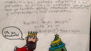 Extracto de la carta a los Reyes Magos que escribió el niño