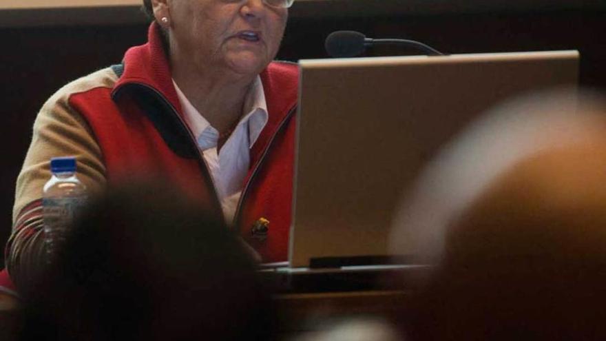 Carmen Fernández Ochoa, durante su conferencia en el Arqueológico.