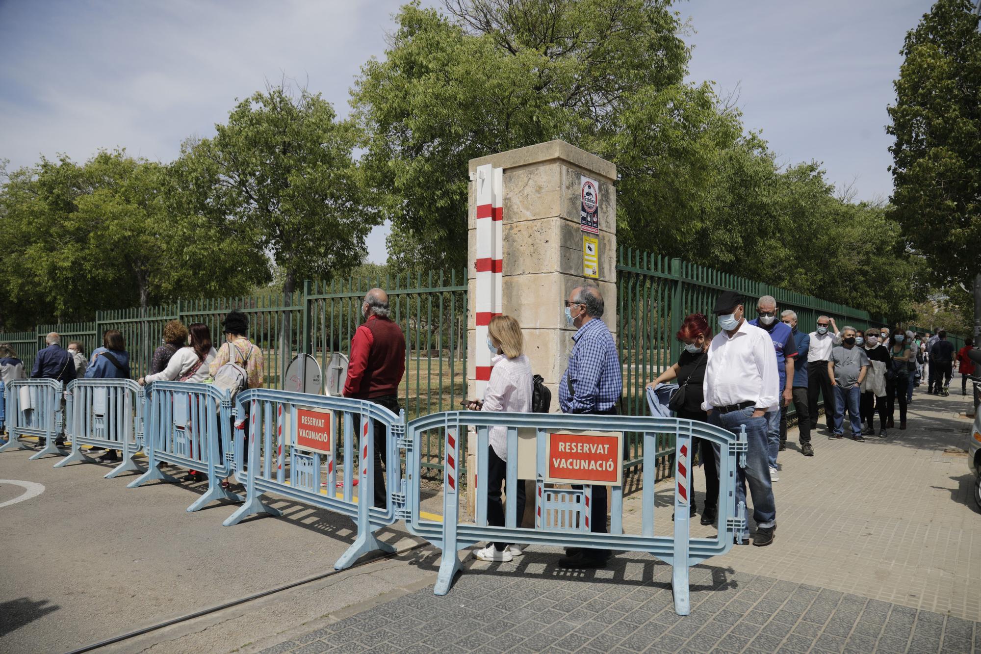 Una gran afluencia de gente en la línea de vacunación del Germans Escalas