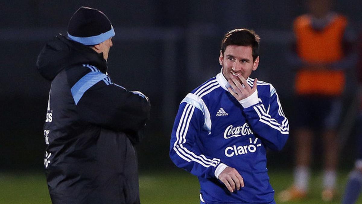Gerardo 'Tata' Martino y Leo Messi, la semana pasada, durante un entrenamiento