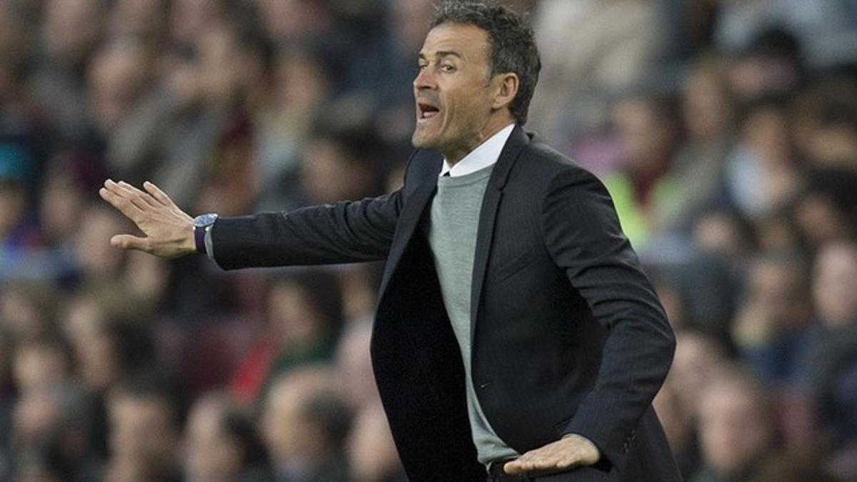 Luis Enrique, durante el Barça-Real Sociedad.