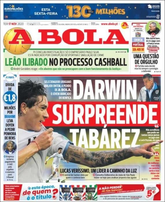 Portada A BOLA martes 17 noviembre 2020