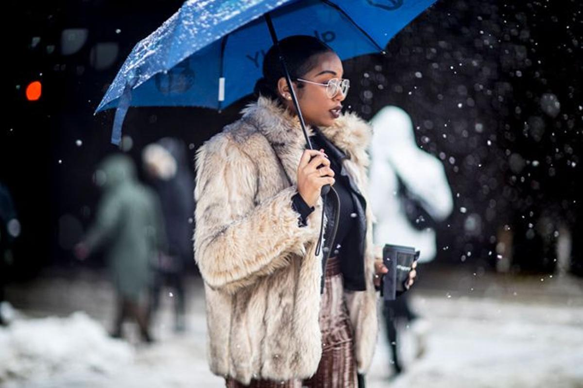 Street Style NY:abrigo de pelo