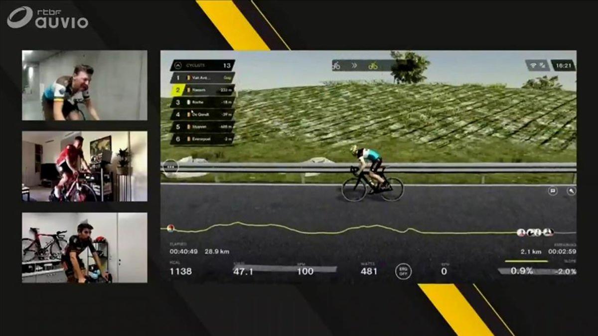 Los ciclistas, participando en la edición virtual del Tour de Flandes