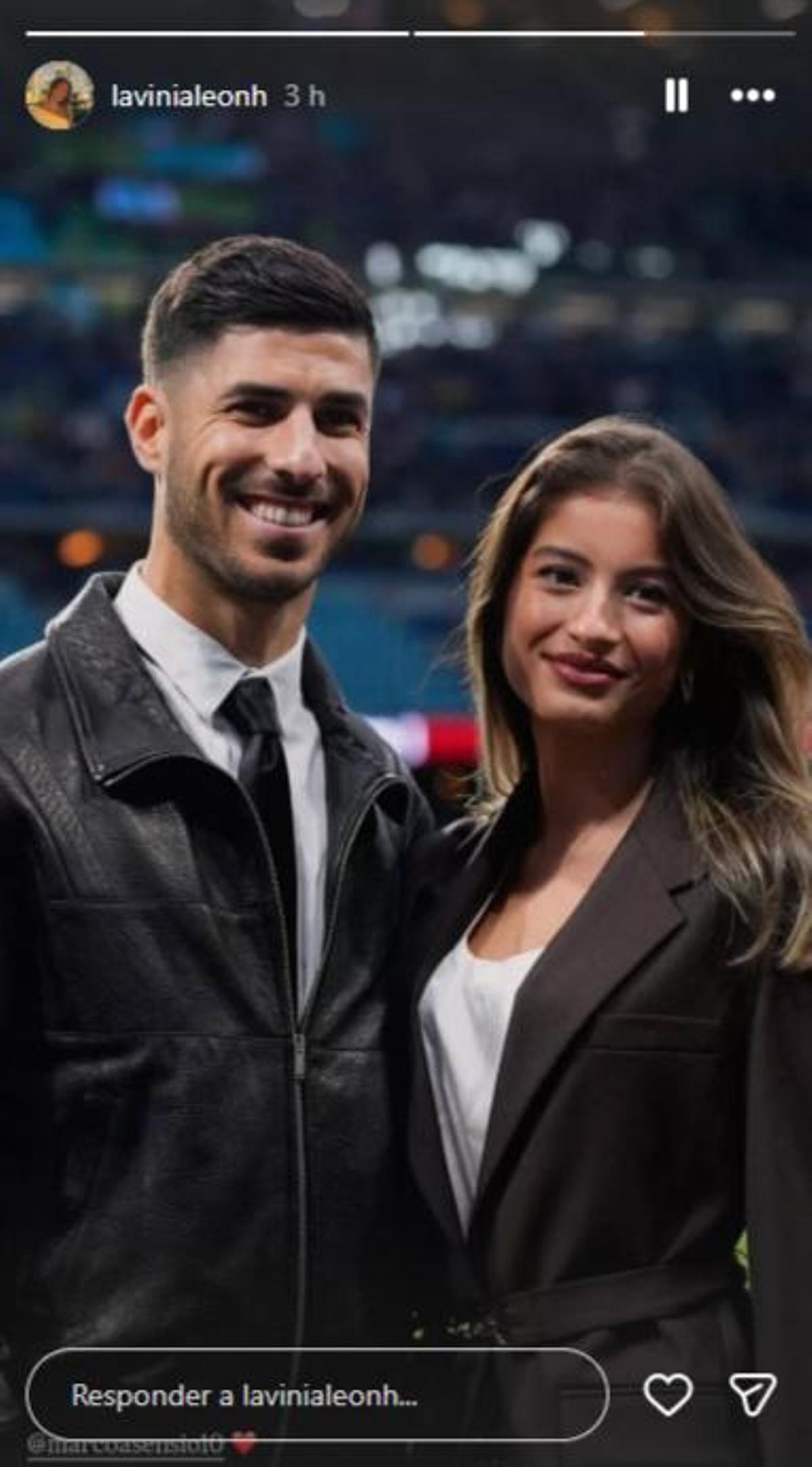 Historia de Instagram de Lavinia León junto con su pareja, Marco Asensio.
