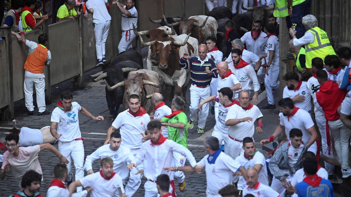 Octavo y último encierro de San Fermín con toros de la ganadería Miura
