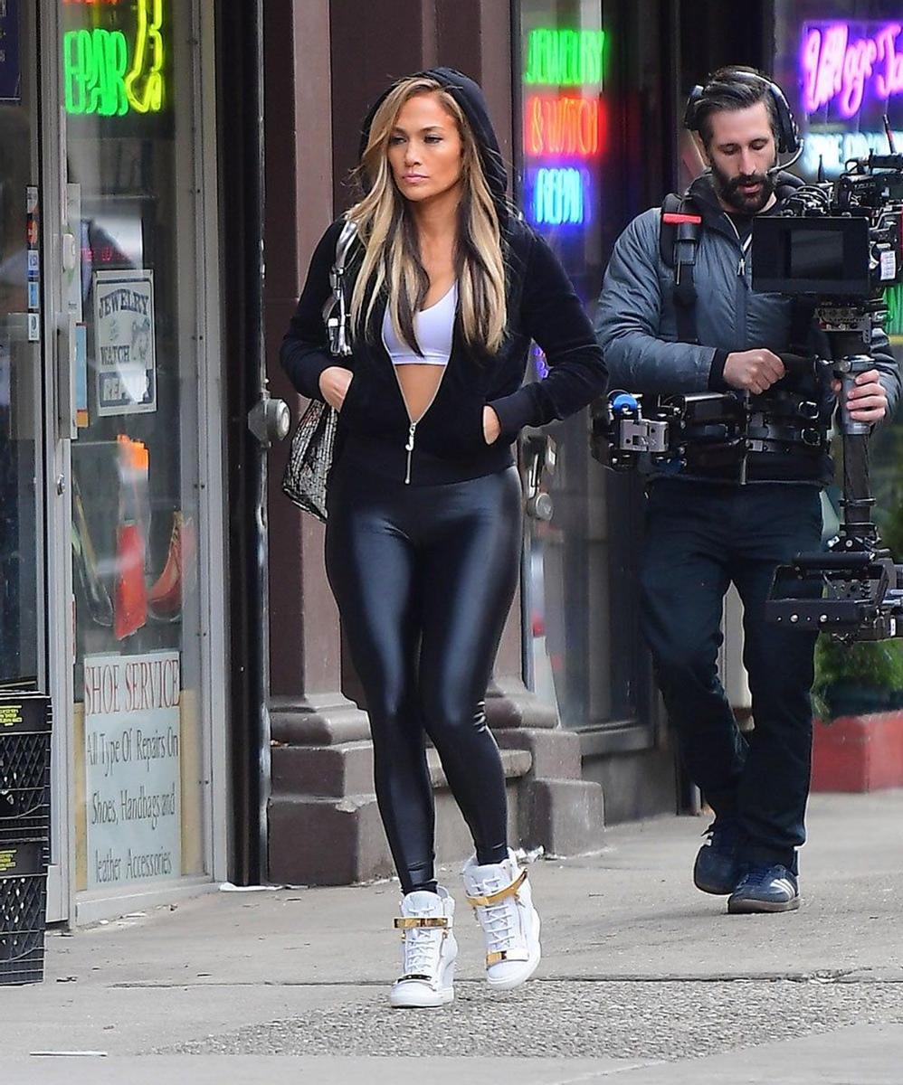 Jennifer López en el rodaje de Hustlers
