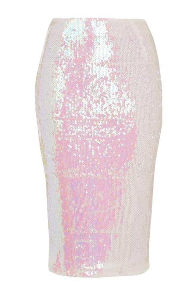 Faldas de lentejuelas para el día a día: blanca con destellos de Topshop
