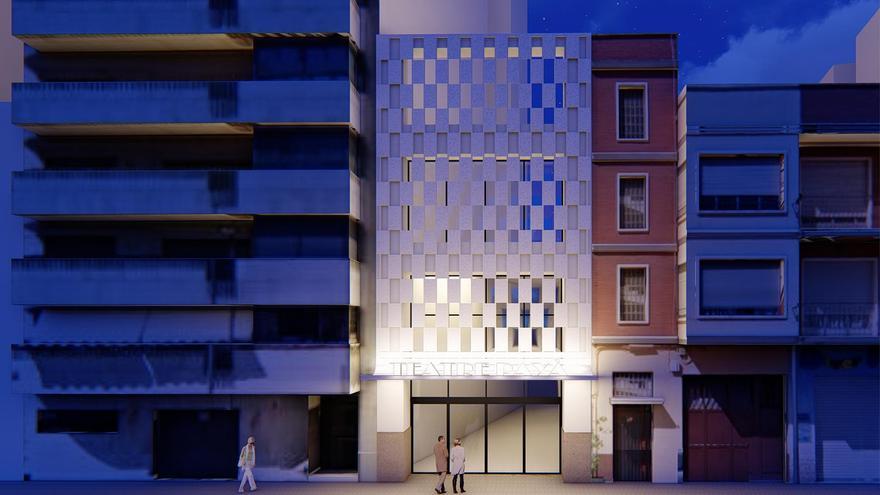 Recreación de cómo quedará el exterior de la fachada del Teatro Payà tras la remodelación.