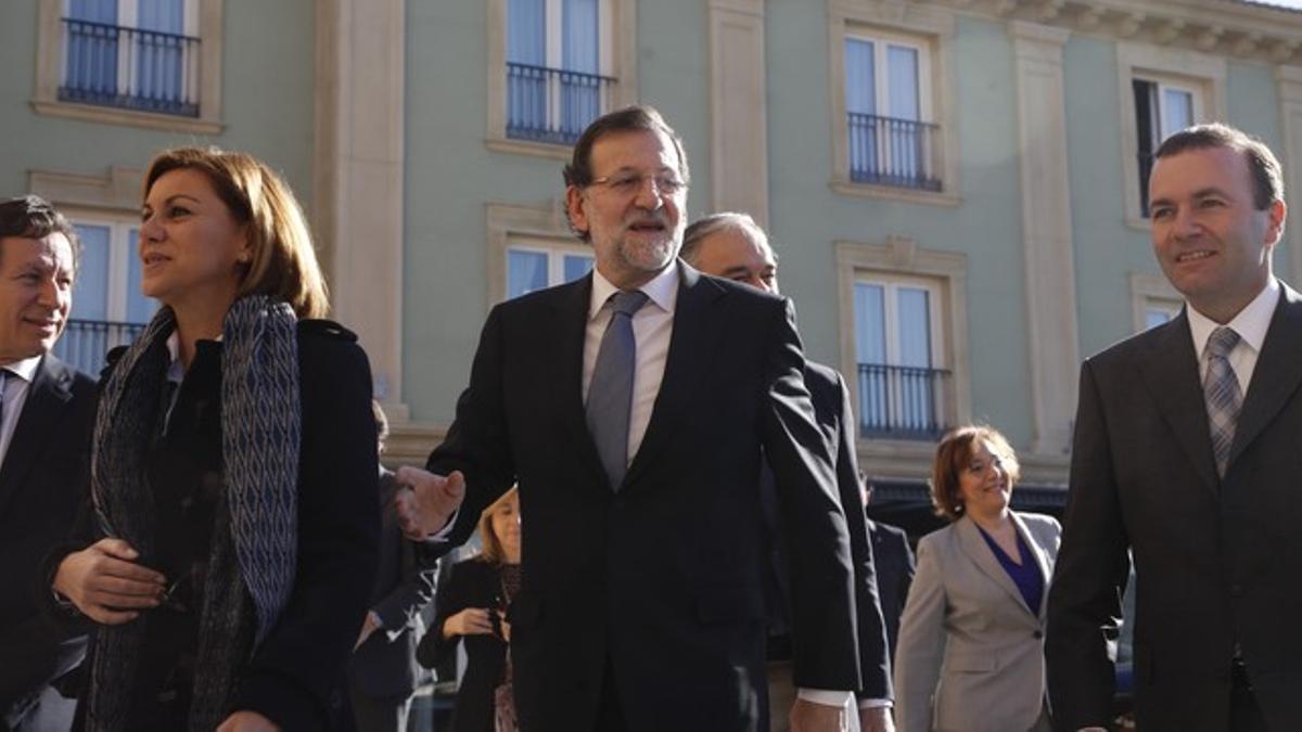 Mariano Rajoy, en Toledo, junto a Cospedal, Pons y Weber.