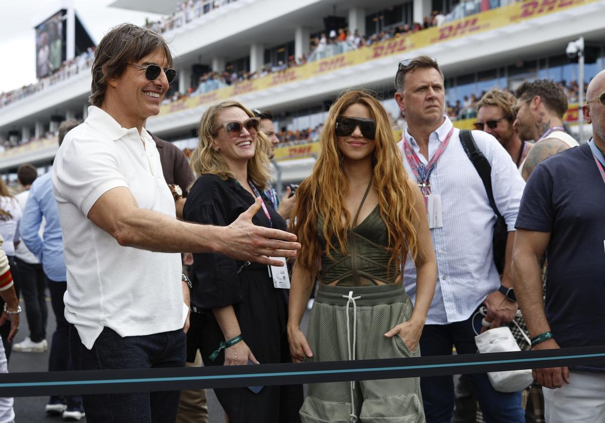 Shakira y Tom Cruise asisten al USA Grand Prix en Miami