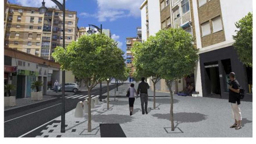 Perspectiva simulada de cómo quedará calle La Unión tras los trabajos de reurbanización.