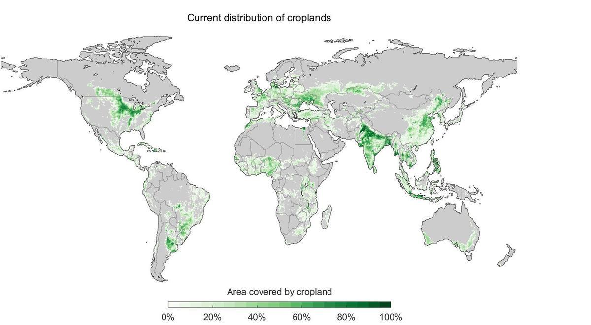 Ubicación actual de los cultivos mundiales