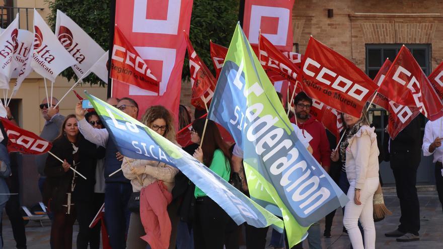 Protesta de los trabajadores de la banca para reclamar un nuevo convenio
