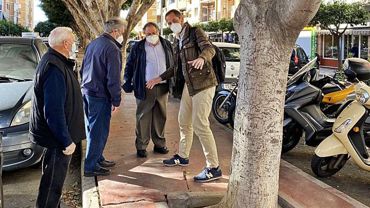 El concejal Luis Verde, con los vecinos de La Luz en la mediana.