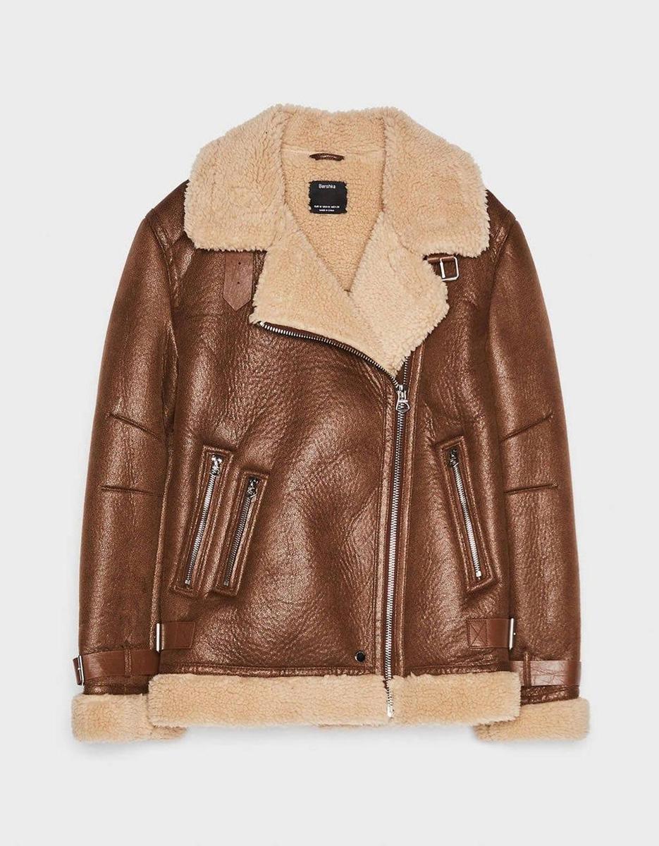 Chaqueta biker con borreguillo de Bershka
