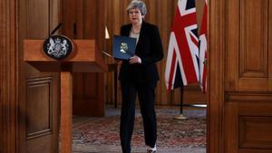 Theresa May este martes tras la reunión de su Gobierno en Londres.
