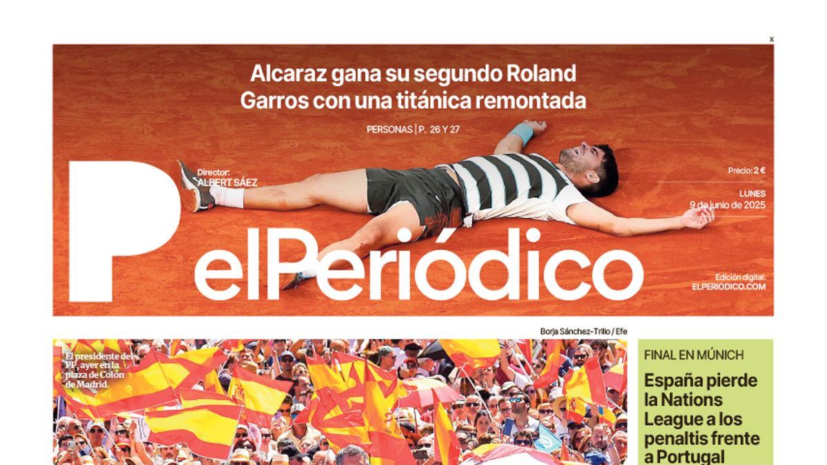 La portada de EL PERIÓDICO del 9 de junio de 2025
