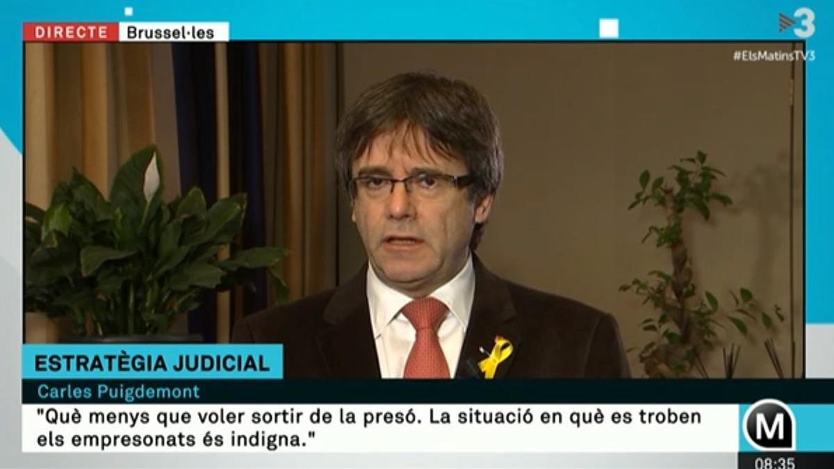 Carles Puigdemont entrevistado en &quot;Els matins de TV3&quot;.